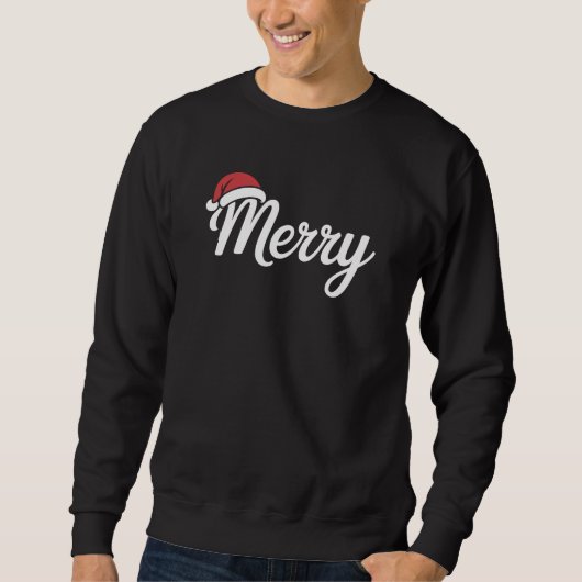 Bold Black Merry Christmas Santa Hat Sweatshirt (Vorderseite)