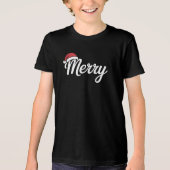 Bold Black Merry Christmas Santa Hat Tri-Blend Shirt (Vorderseite)