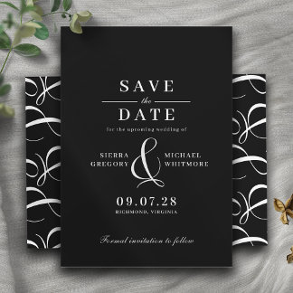 Bold Black Modern Vintag Typografy Moody Wedding Save The Date