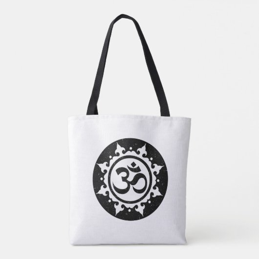 Bold Black Om Circle Symbol Boho Tasche (Rückseite)