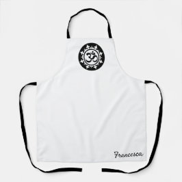 Bold Black Om Circle Symbol Kitchen Wear Schürze