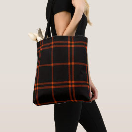 Bold Black Orange Scottish Tartan Modern Herbst Tasche