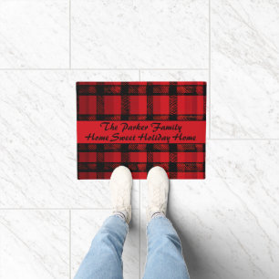 Bold Black Red Buffalo Kariert Sweet Holiday Zuhau Fußmatte