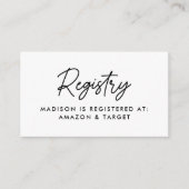 Bold Black Script Baby Shooting Registry Begleitkarte (Vorderseite)