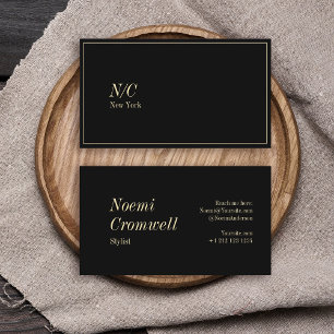 Bold Black Stylish Monogram Luxury Visitenkarte
