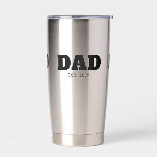 Bold Black Text Est Year Dad Thermobecher