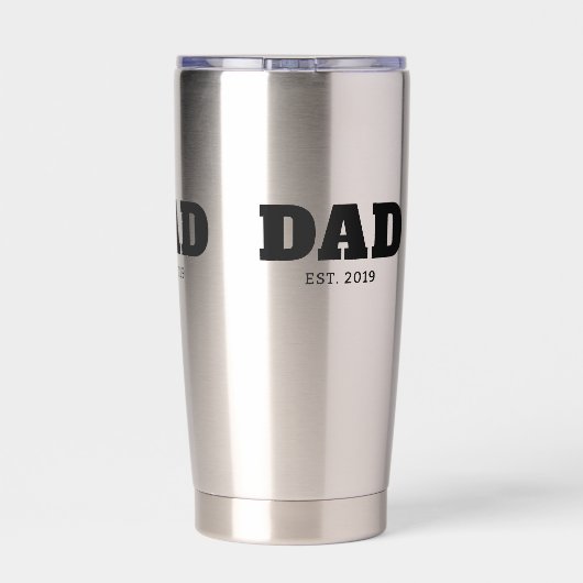 Bold Black Text Est Year Dad Thermobecher (Rückseite)