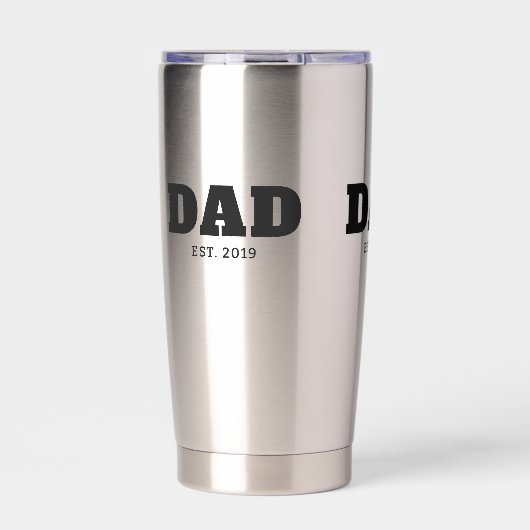 Bold Black Text Est Year Dad Thermobecher (Vorderseite)