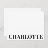 Bold Black Typografy Personalisiert Name Chic Mitteilungskarte (Vorne/Hinten)