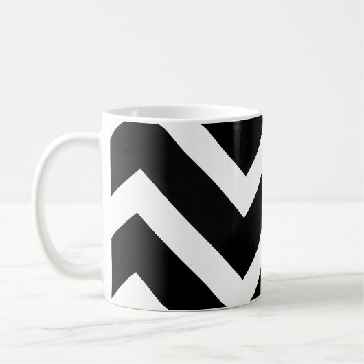 Bold Black White Chevron Geometric Pattern Kaffeetasse (Links)
