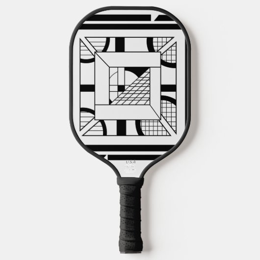 Bold Black White Geometric Abstract Line Art Pickleball Schläger (Vorderseite)