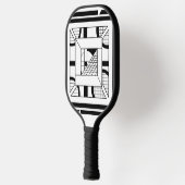 Bold Black White Geometric Abstract Line Art Pickleball Schläger (Links)