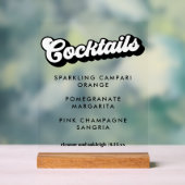 Bold Black White Groovy Wedding Cocktails Clear Acrylschild (Neutral)