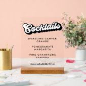 Bold Black White Groovy Wedding Cocktails Clear Acrylschild (Hochzeit)