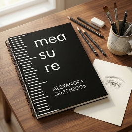 Bold Black White Measure Artist Sketchbook Notizblock