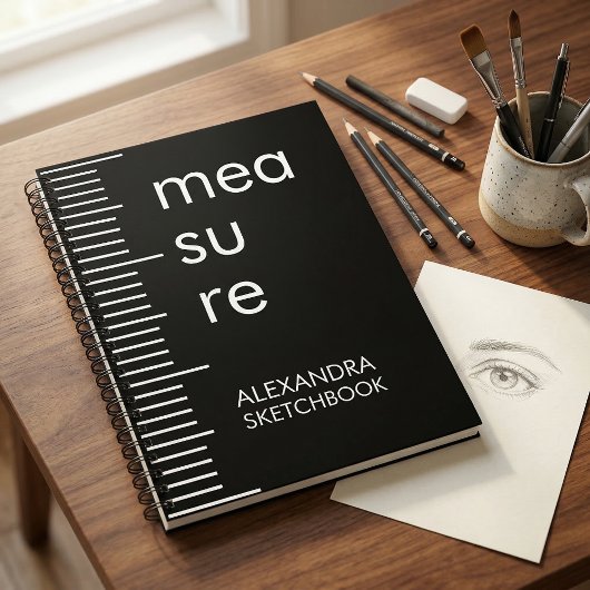 Bold Black White Measure Artist Sketchbook Notizblock