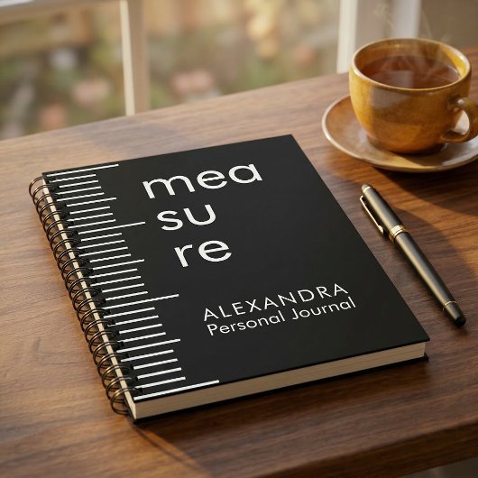 Bold Black White Measure Personal Journal Notizblock