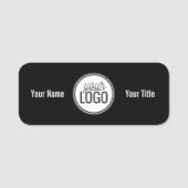 Bold Black & White Name & Logo Professional Namensschild (Vorderseite)