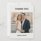 Bold Black White Photo Modern Wedding Custom Dankeskarte (Vorderseite)