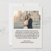 Bold Black White Photo Modern Wedding Custom Dankeskarte (Rückseite)