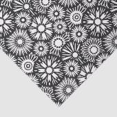 Bold Black White Retro 70s Graphic Daisy Pattern Seidenpapier (Ausschnitt)