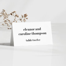 Bold Black White Retro Custom Wedding Place Card