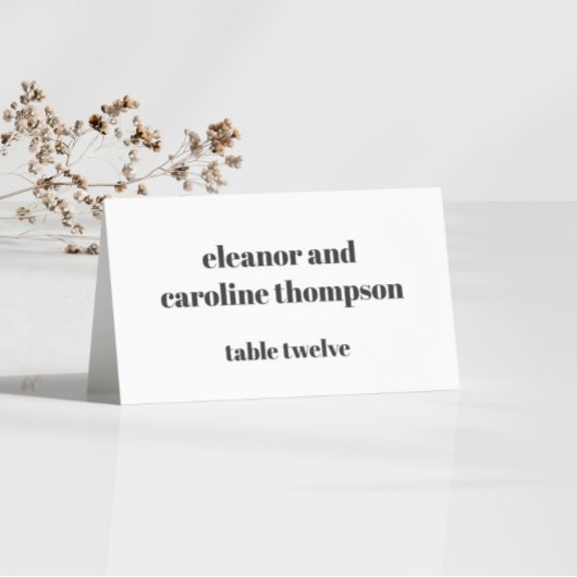 Bold Black White Retro Custom Wedding Place Card Tischnummer