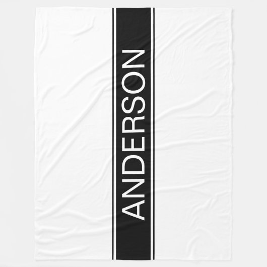 Bold Black & White Stripe Editable Text Fleecedecke (Vorderseite)