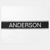 Bold Black & White Stripe Editable Text Fleecedecke (Vorderseite (Horizontal))