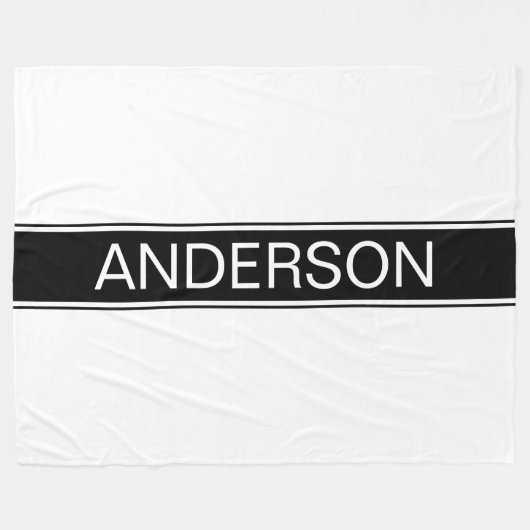 Bold Black & White Stripe Editable Text Fleecedecke (Vorderseite (Horizontal))