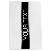 Bold Black & White Stripe Editable Text Mittlere Geschenktüte (Vorderseite)