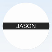 Bold Black & White Stripe Editable Text Runder Aufkleber
