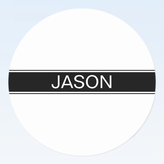 Bold Black & White Stripe Editable Text Runder Aufkleber