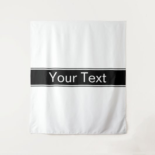 Bold Black & White Stripe Editable Text Wandteppich (Vorderseite)