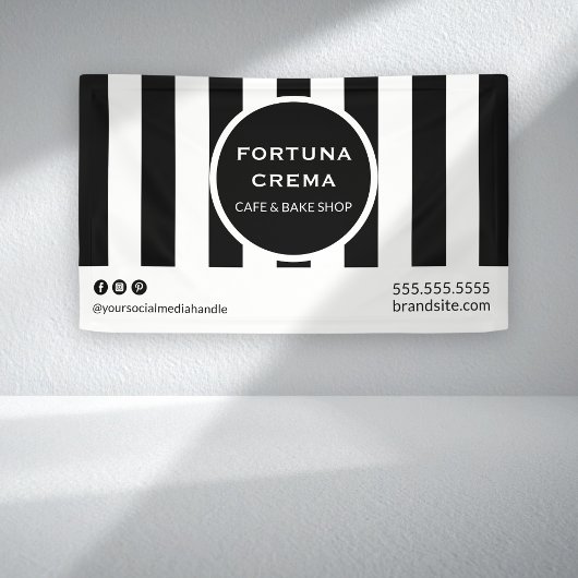 Bold Black & White Striped Business Display Event  Banner