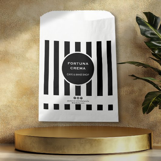 Bold Black & White Striped Business Display Event Geschenktütchen