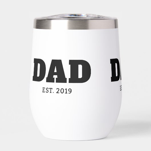 Bold Black & White Text Est Year Dad (Vorderseite)