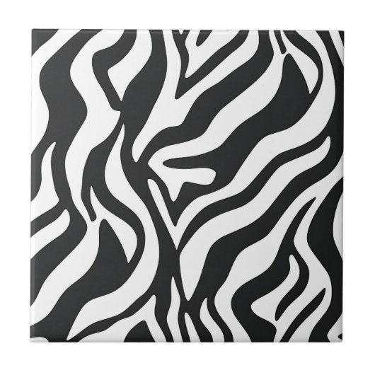 Bold Black White Zebra Stripe Wild Animal Pattern Fliese (Vorderseite)