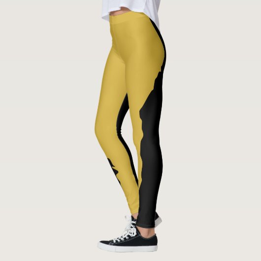 Bold Black with Metallic Gold Unique Stylish Leggings (Links)