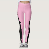 Bold Black with Soft Pink Unique Stylish Leggings (Vorderseite)