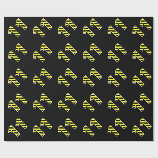 Bold, Black & Yellow Stripes 11 Event # (Geburtsta Geschenkpapier (Flach)