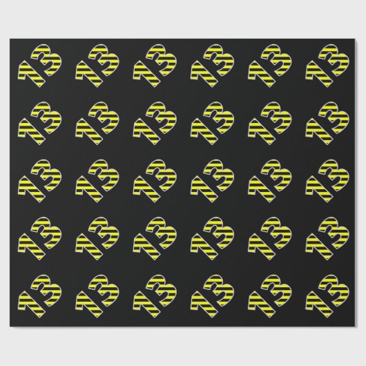 Bold, Black & Yellow Stripes 13 Event # (Geburtsta Geschenkpapier (Flach)