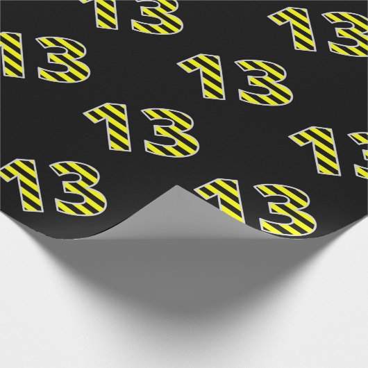 Bold, Black & Yellow Stripes 13 Event # (Geburtsta Geschenkpapier (Ecke)