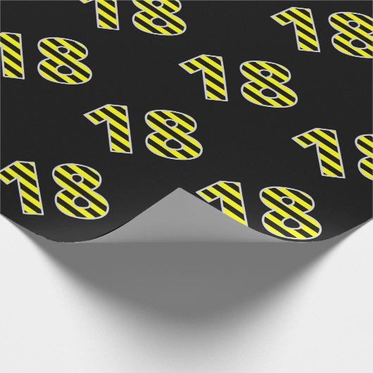 Bold, Black & Yellow Stripes 18 Event # (Geburtsta Geschenkpapier (Ecke)