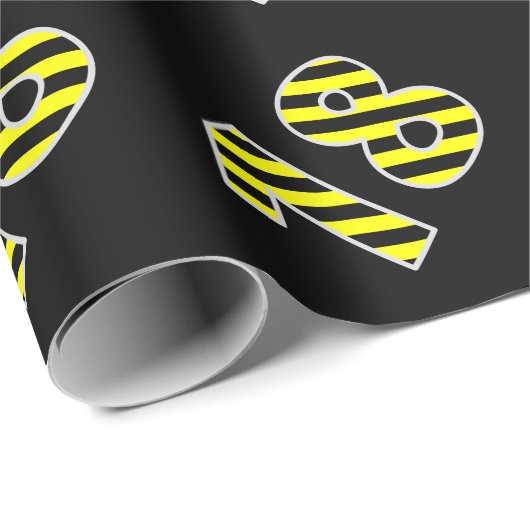 Bold, Black & Yellow Stripes 18 Event # (Geburtsta Geschenkpapier (Rolleneckpunkt)