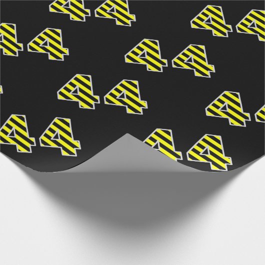 Bold, Black & Yellow Stripes 44 Event # (Geburtsta Geschenkpapier (Ecke)