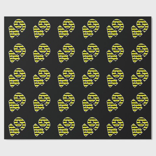 Bold, Black & Yellow Stripes 49 Event # (Geburtsta Geschenkpapier (Flach)