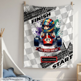 Bold Blanket Sport Car Driving Little Boy Fleecedecke