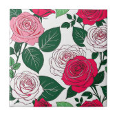 Bold Bloom Harmony - Zeitgenössische rote und rosa Fliese (Vorderseite)