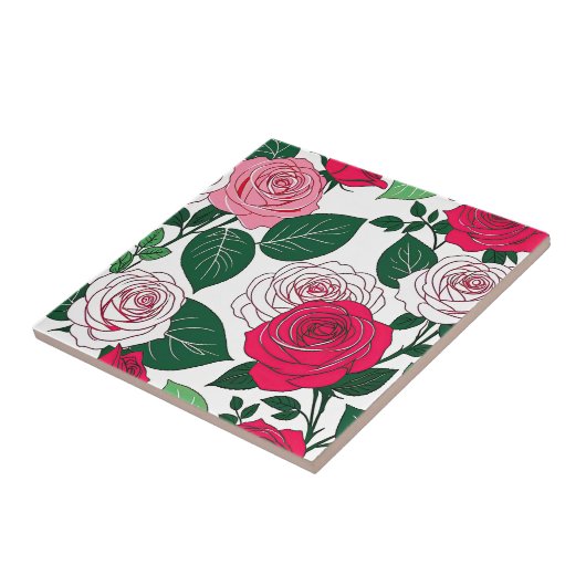 Bold Bloom Harmony - Zeitgenössische rote und rosa Fliese (Seite)